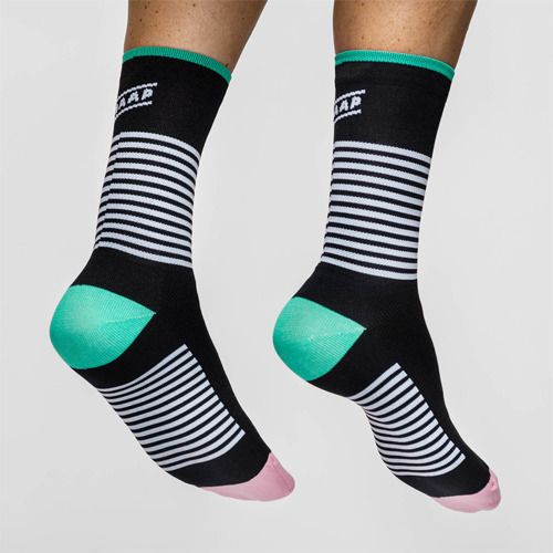 Block Stripe Sock BLK/AQUA